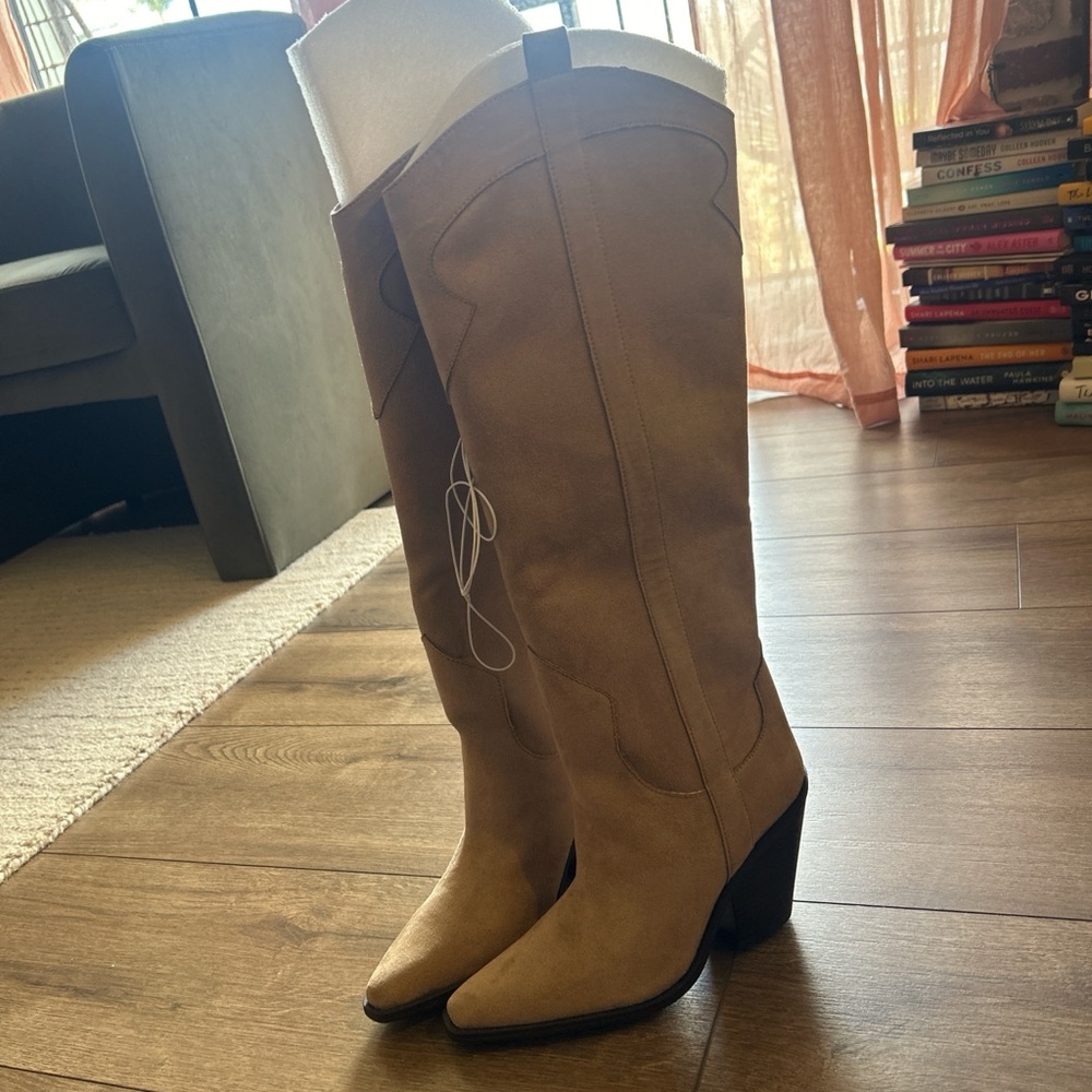 H&M Tan Suede Over-the-Knee Western Boots